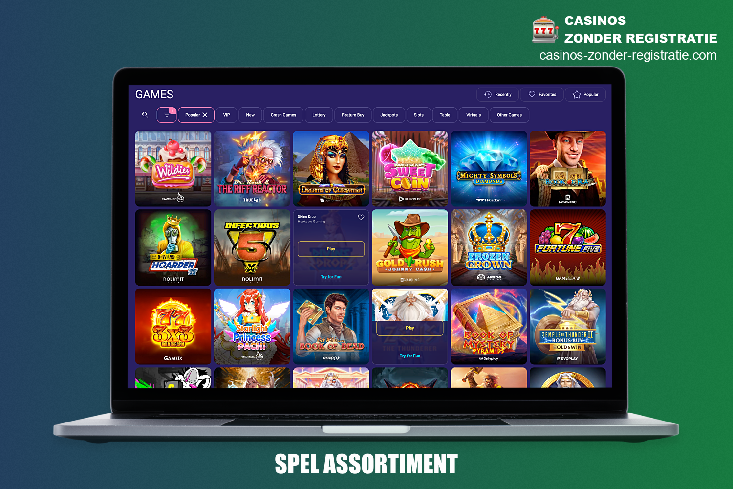 Het aanbod en het aantal verschillende spellen in een online casino zonder licentie is vrijwel hetzelfde als de spelbibliotheek die beschikbaar is voor gebruikers in een casino met een licentie