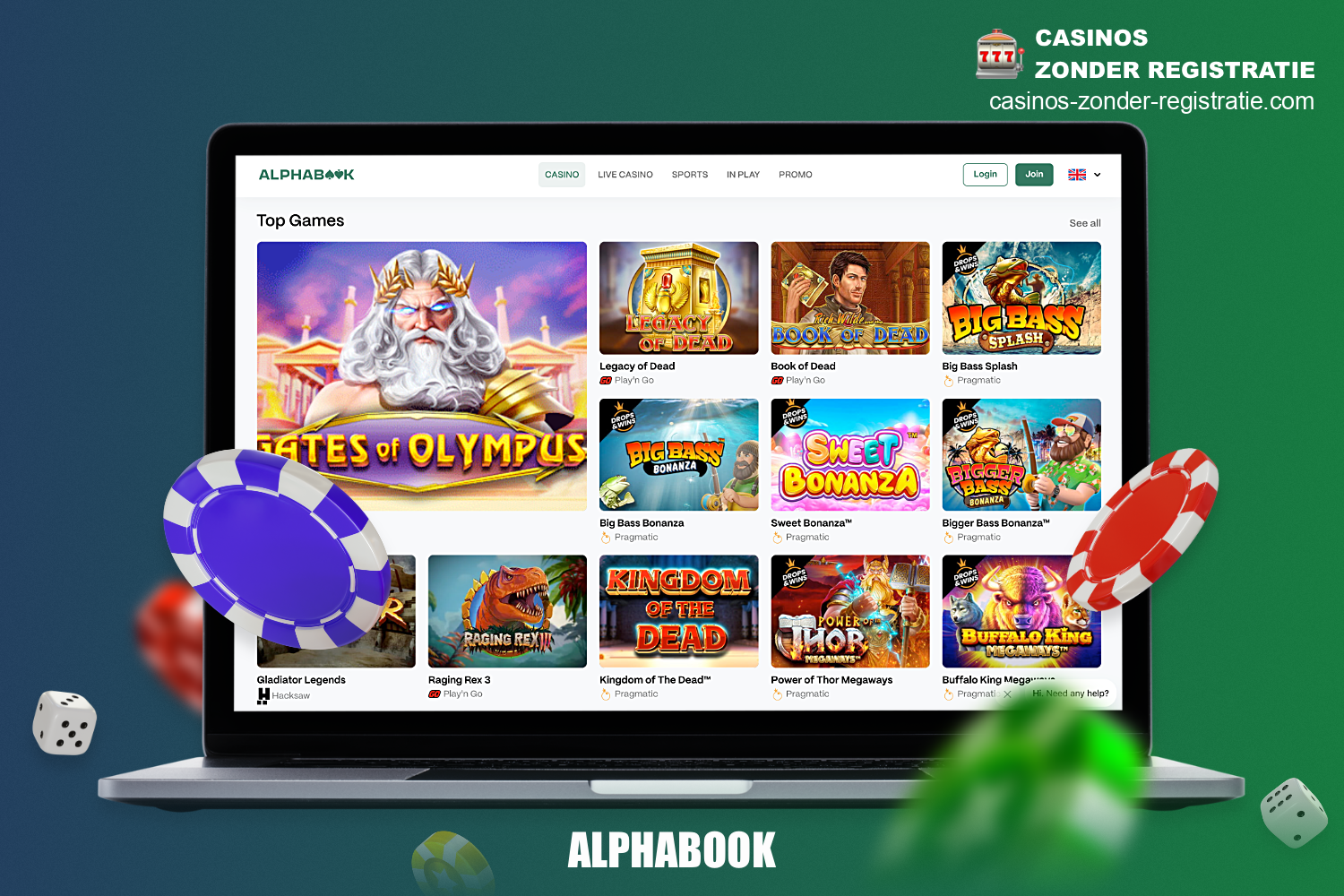 Bij Alphabook casino zonder Cruks kunnen gebruikers niet alleen online casinospellen spelen, maar ook wedden op populaire sporten.