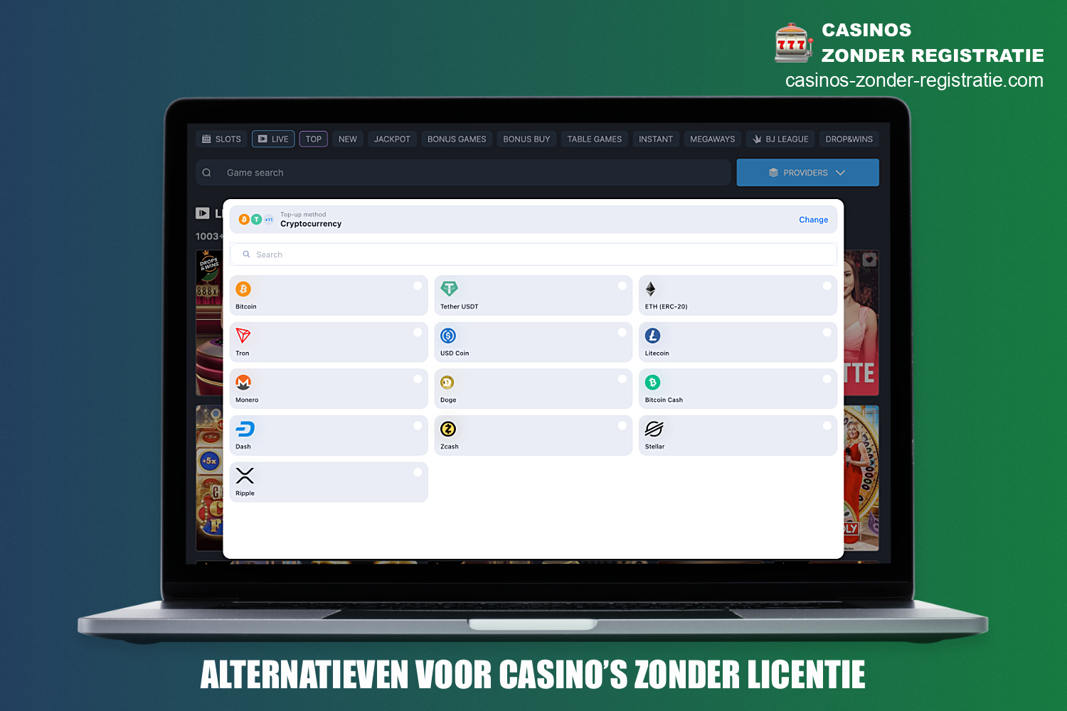 Bijna elk casino zonder licentie staat gebruikers toe om cryptocurrencies te gebruiken als betalingsoptie