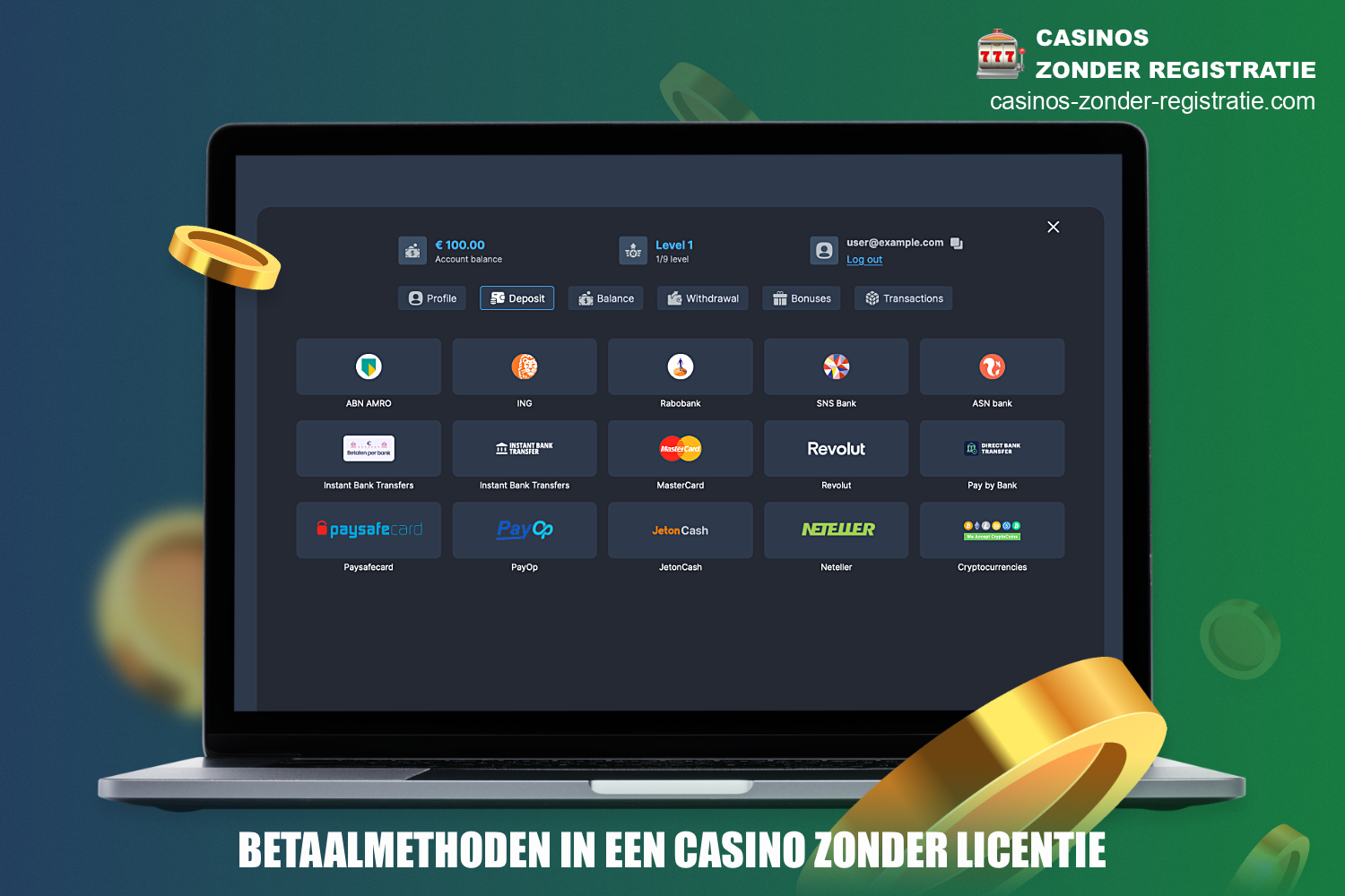 Een online casino zonder staatslicentie biedt zijn gebruikers verschillende betalingsmogelijkheden