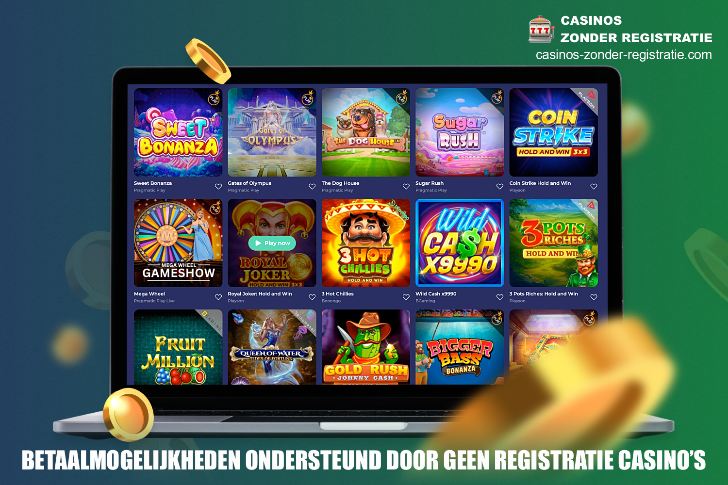 Er zijn verschillende betalingsopties beschikbaar voor gebruikers van het casino zonder registratie