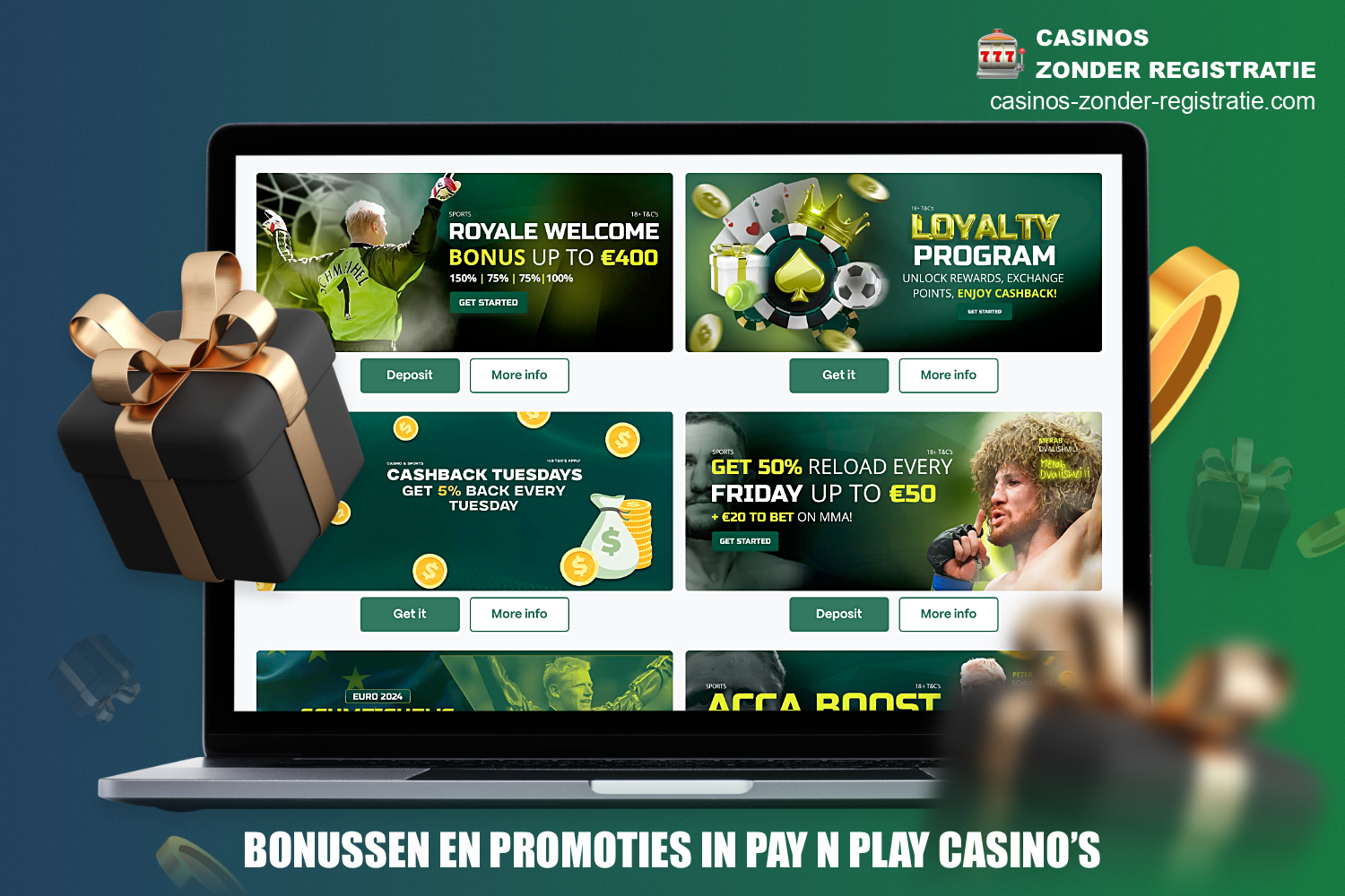 Pay n Play Casino's gebruikers hebben toegang tot een verscheidenheid aan bonussen, waaronder royale welkomstbonussen voor nieuwe spelers