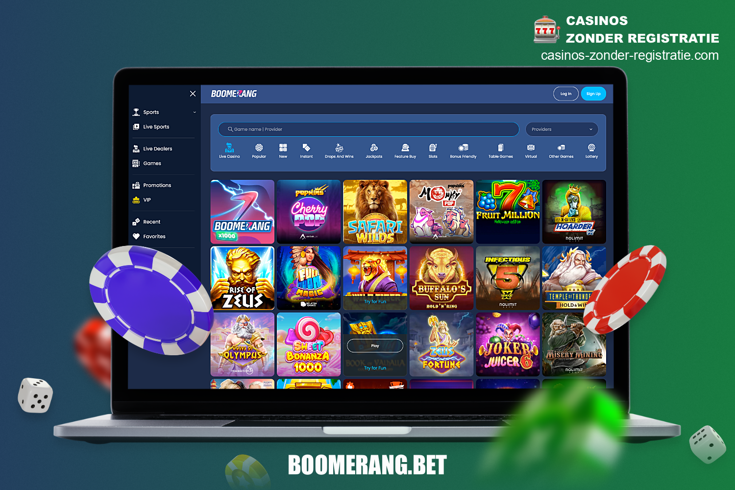 Bij BoomerangBet hebben gebruikers geen Cruks nodig om zowel bij online casino's als sportweddenschappen te spelen.