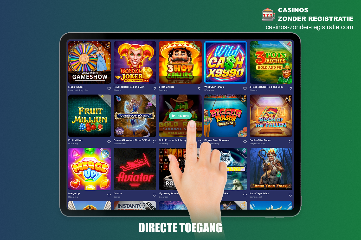 In het casino zonder registratie kunnen gebruikers direct beginnen met spelen, waarbij de registratieprocedure voor een account wordt omzeild