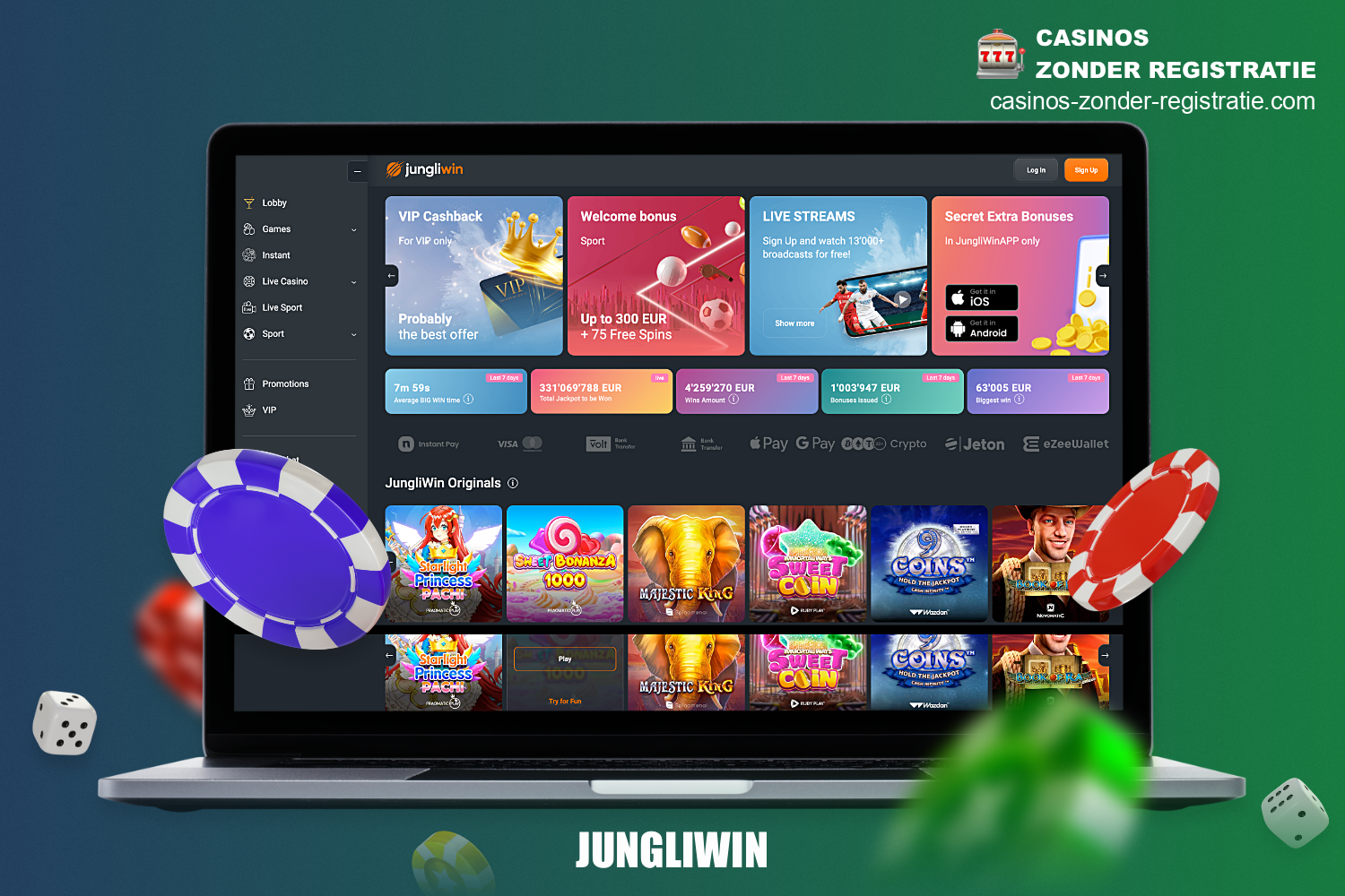 Jungliwin online casino laat gebruikers spelen zonder Cruks