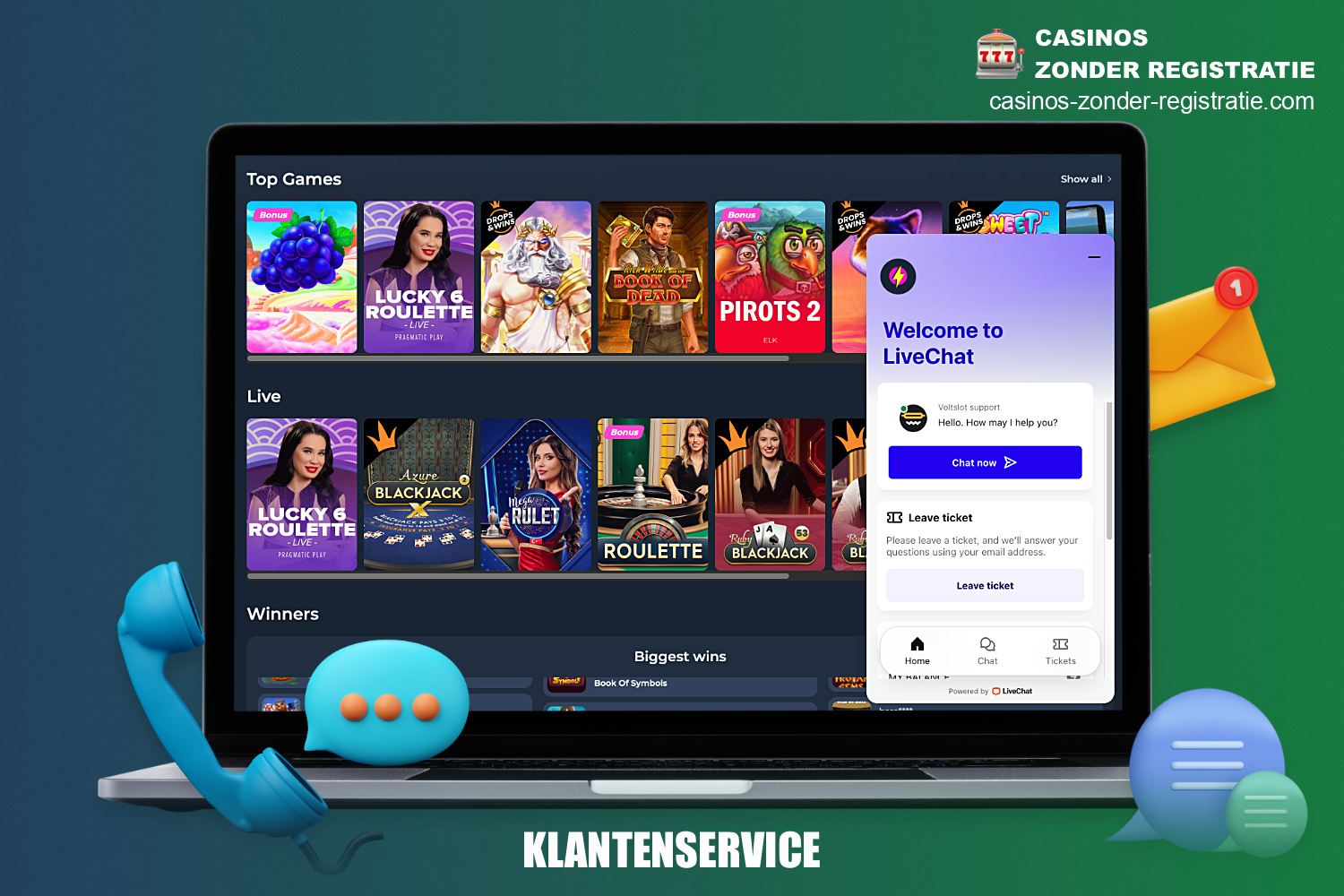 Gebruikersondersteuning in casino's zonder registratie is een belangrijk criterium voor het kiezen van een goede gokinstelling