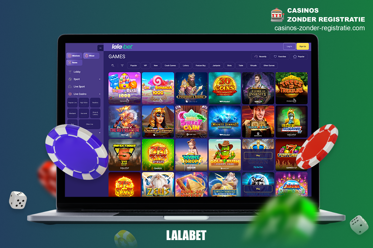 Lalabet is een populair online casino zonder Cruks