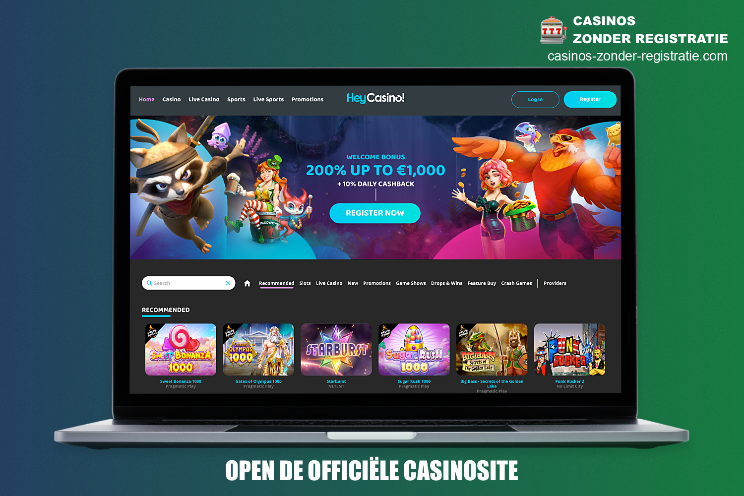 Om te registreren bij HeyCasino, is het eerste wat je moet doen de officiële website bezoeken