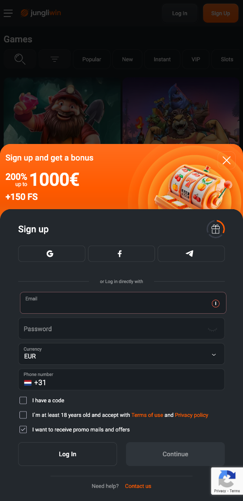 Registreren met de JungliWin app geeft je volledige toegang tot alle casino features en functies