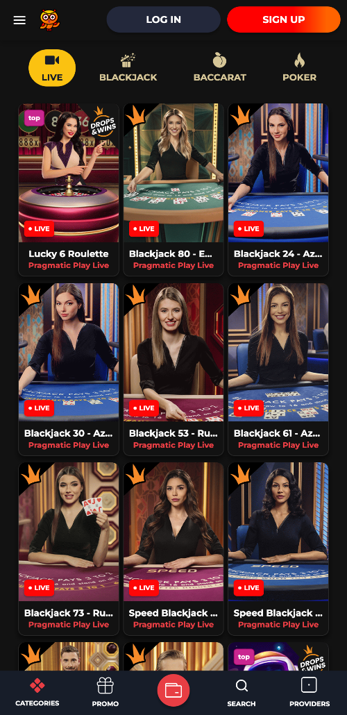 Bij Betsomnia Casino hebben gebruikers toegang tot een live casinogedeelte waar ze in realtime met live dealers kunnen spelen