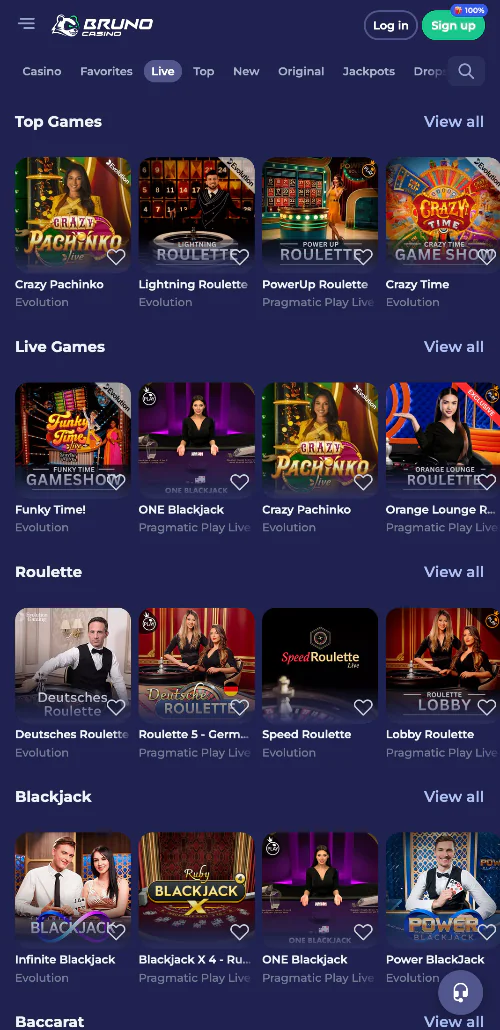 Screenshot Bruno Casino App