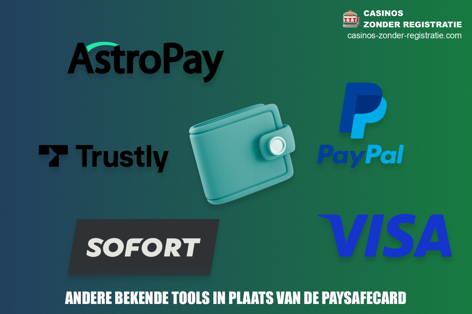 PaySafeCard is zeker niet de enige betaalmethode die wordt gebruikt in de meeste online casino's, andere alternatieve betaalmethoden zijn ook beschikbaar voor gebruikers en kunnen worden gebruikt voor zowel het storten als het opnemen van winsten