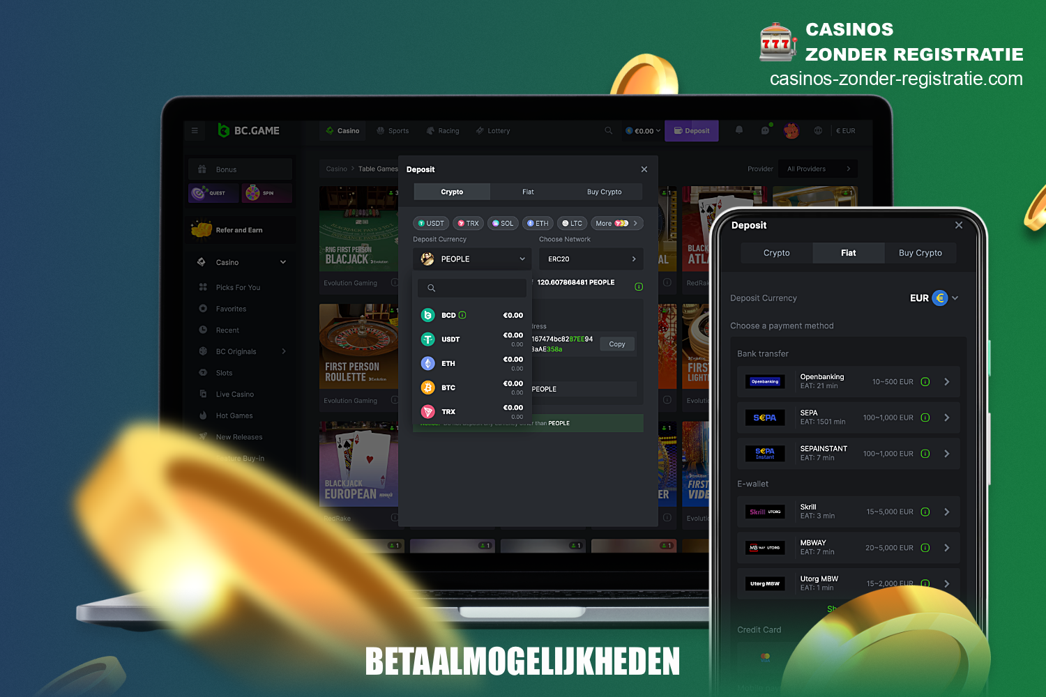 BC Game online casino biedt zijn klanten verschillende betalingsmogelijkheden