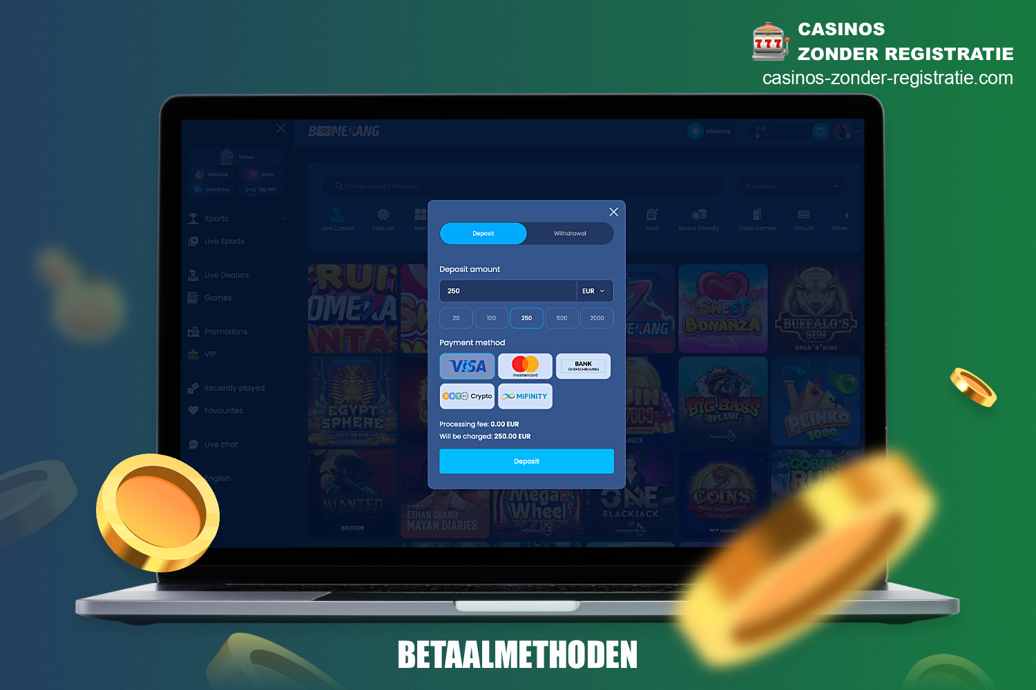 Voor het gemak van gebruikers bij Boomerang Casino zijn er verschillende betalingsopties beschikbaar voor zowel stortingen als opnames