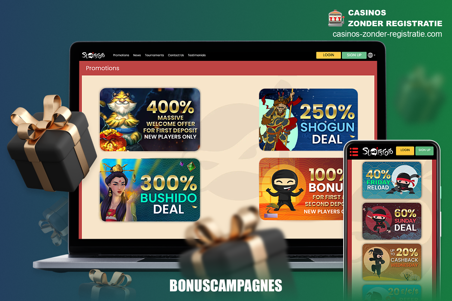 Er zijn verschillende bonussen en interessante promoties beschikbaar voor SlotsToto online casino gebruikers