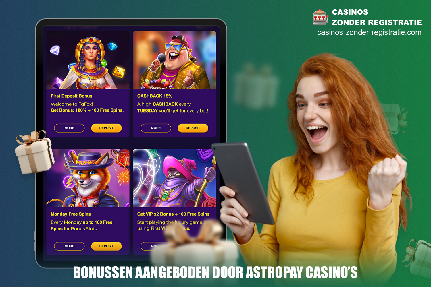 Bij online casino's waar je Astropay kunt gebruiken hebben gebruikers toegang tot allerlei bonussen, naast alleen spelers kunnen deelnemen aan verschillende promoties