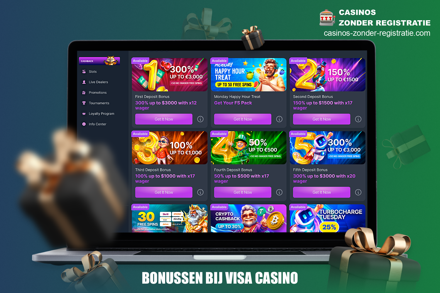 Online casino gebruikers die Visa gebruiken als stortingsmethode kunnen verschillende bonussen ontvangen