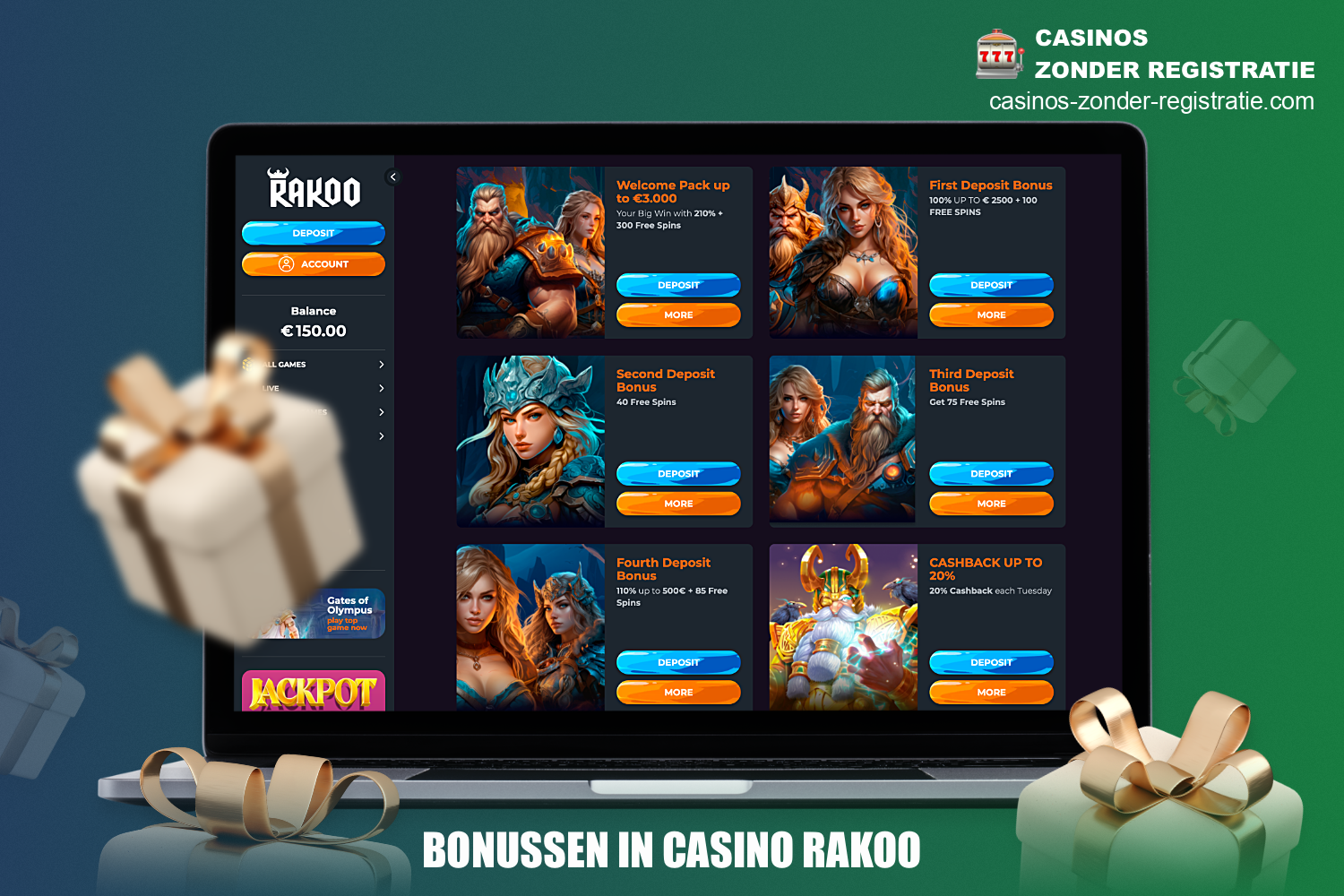 Bij Rakoo online casino wachten royale bonussen en interessante promoties op alle spelers