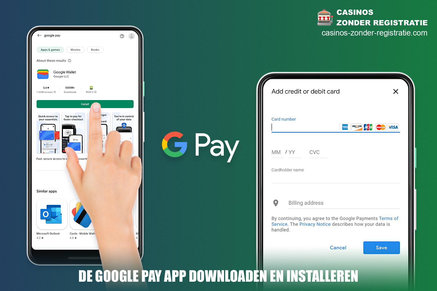 Om Google Pay te gaan gebruiken op online casino sites - moet je de applicatie installeren op je smartphone, het is letterlijk in een paar klikken geregeld