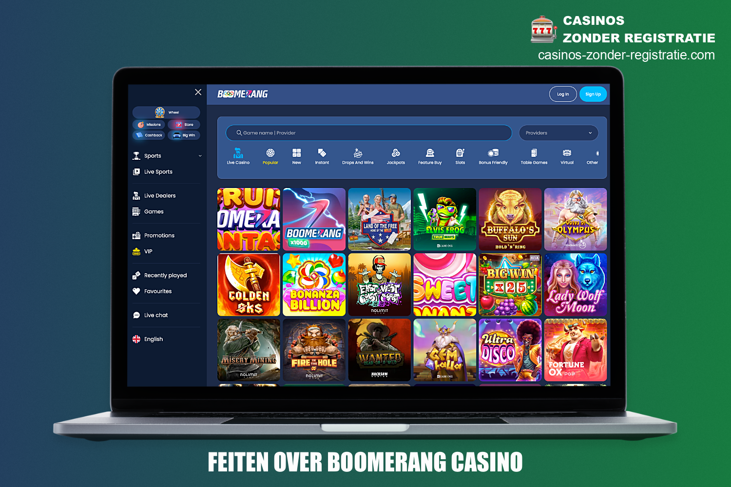 Boomerang online casino heeft een aantal unieke kenmerken waardoor het casino zich onderscheidt van zijn concurrenten