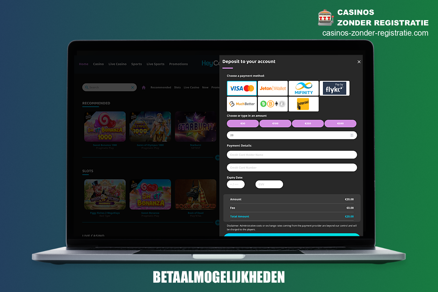 HeyCasino biedt verschillende betalingsopties voor transacties