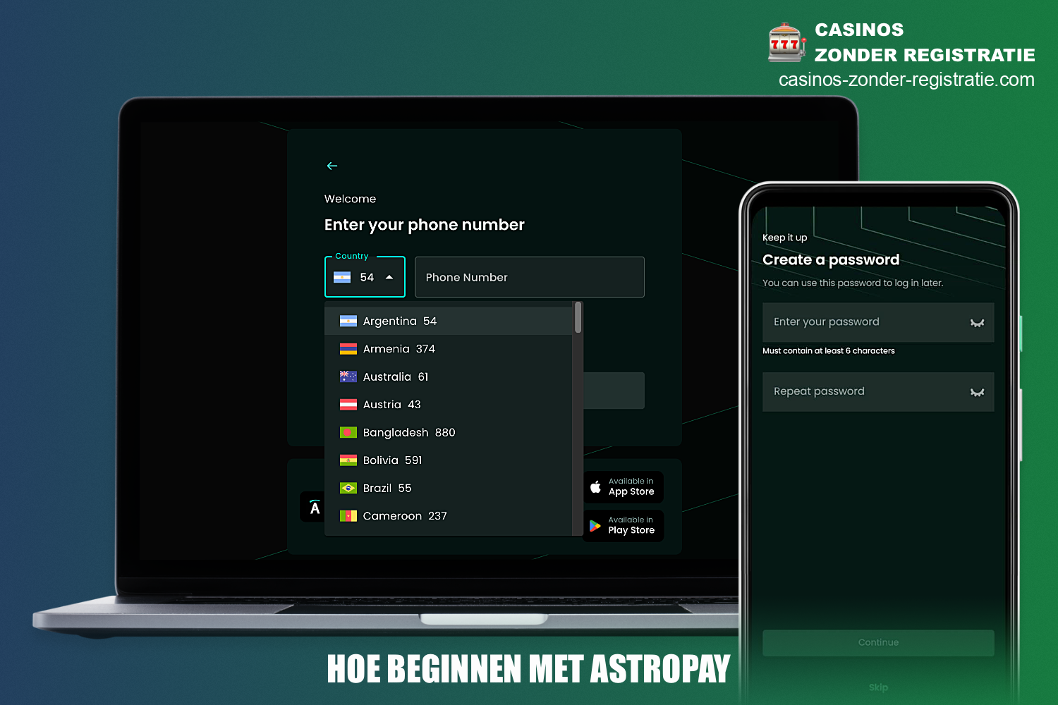 Om AstroPay te kunnen gebruiken bij online casino's - moet je een account aanmaken op de website van het betalingssysteem