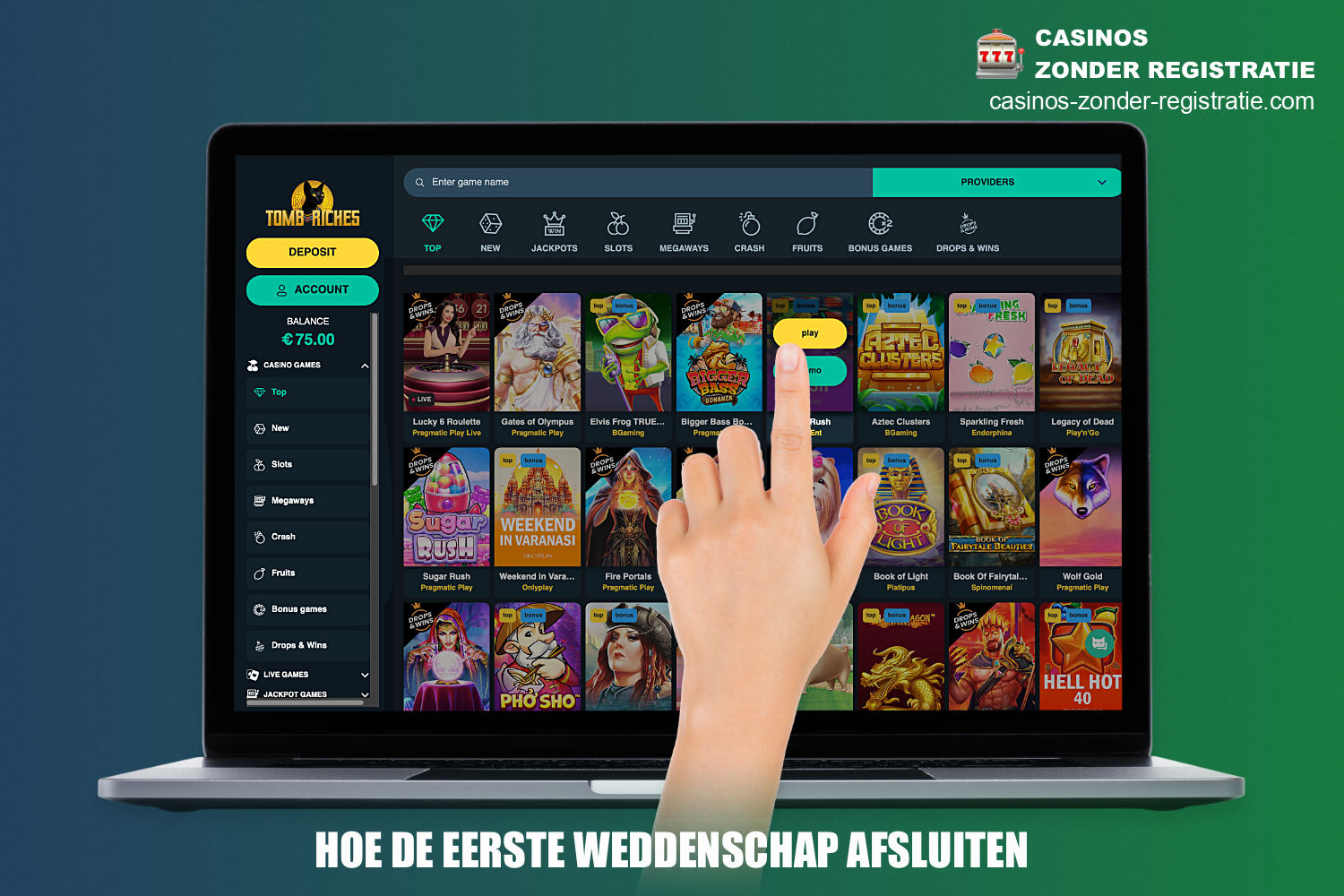 Om te beginnen met spelen bij Tomb Riches casino voor echt geld - moet je een paar eenvoudige stappen volgen