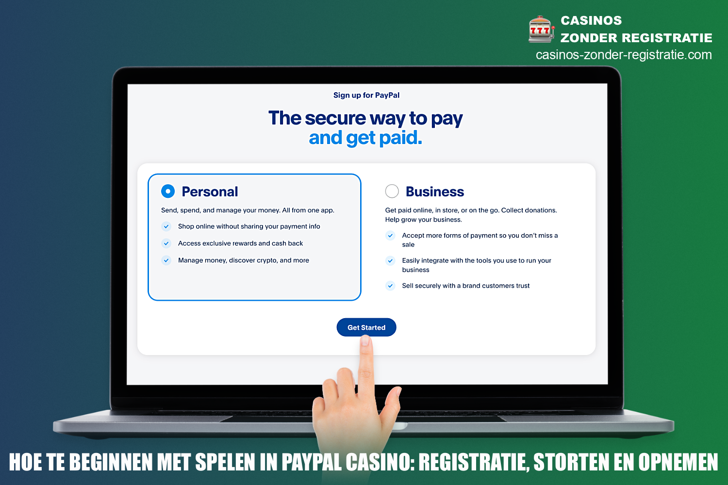 Om te beginnen met spelen bij PayPal Casino moet je een paar eenvoudige stappen volgen