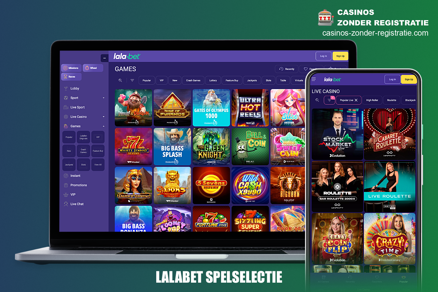 LalaBet online casino beschikt over een rijke collectie spellen, variërend van slotmachines, loterijen tot live dealer spellen