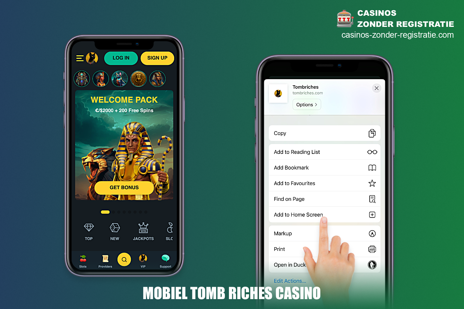 Ondanks het ontbreken van een merk-app, biedt Tomb Riches online casino zijn gebruikers een handige mobiele versie van de site