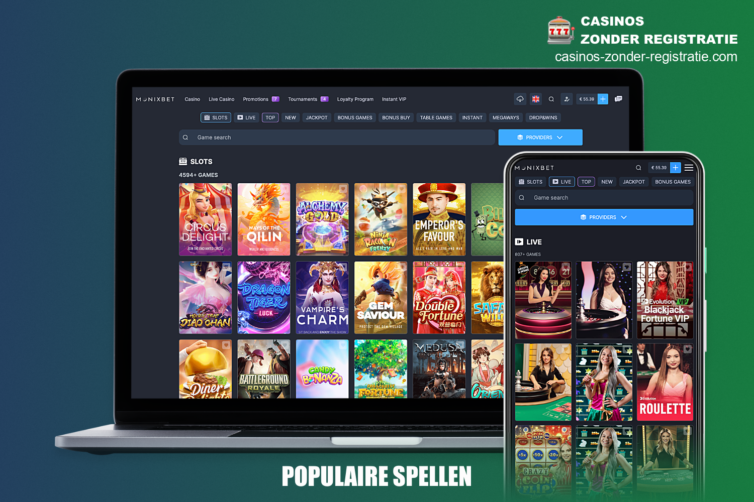 Bij MonixBet online casino hebben gebruikers toegang tot een grote verscheidenheid aan spellen, van gokkasten tot live dealer spellen