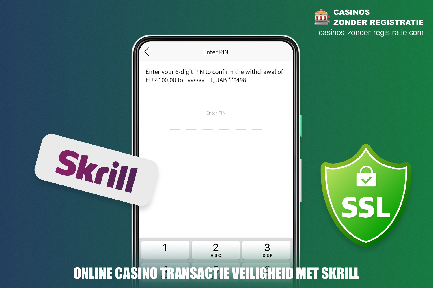 Dankzij het hoge beveiligingsniveau zijn alle online casinotransacties van Skrill veilig