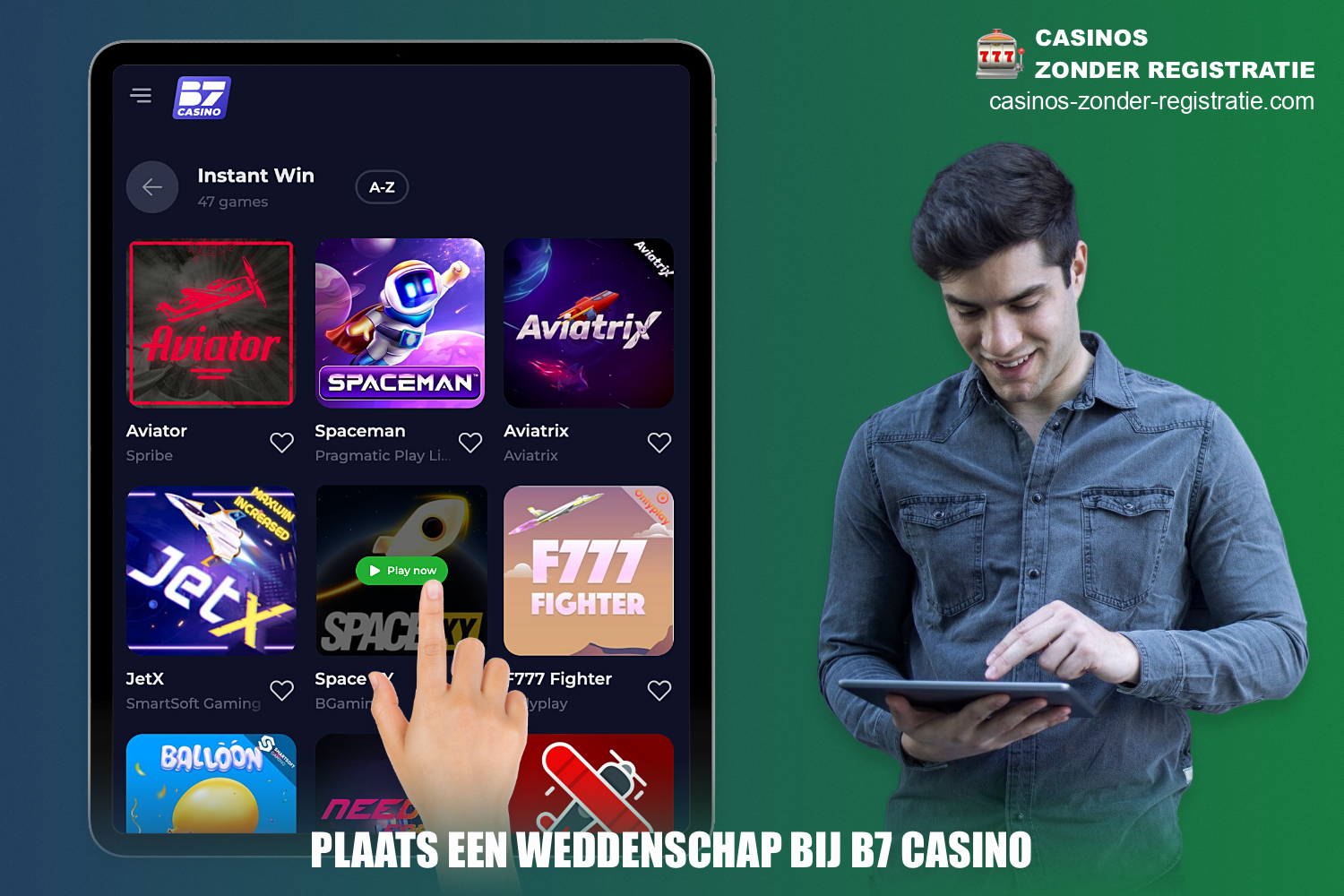 Om in te zetten en te spelen bij B7 Casino moet je een paar eenvoudige stappen volgen