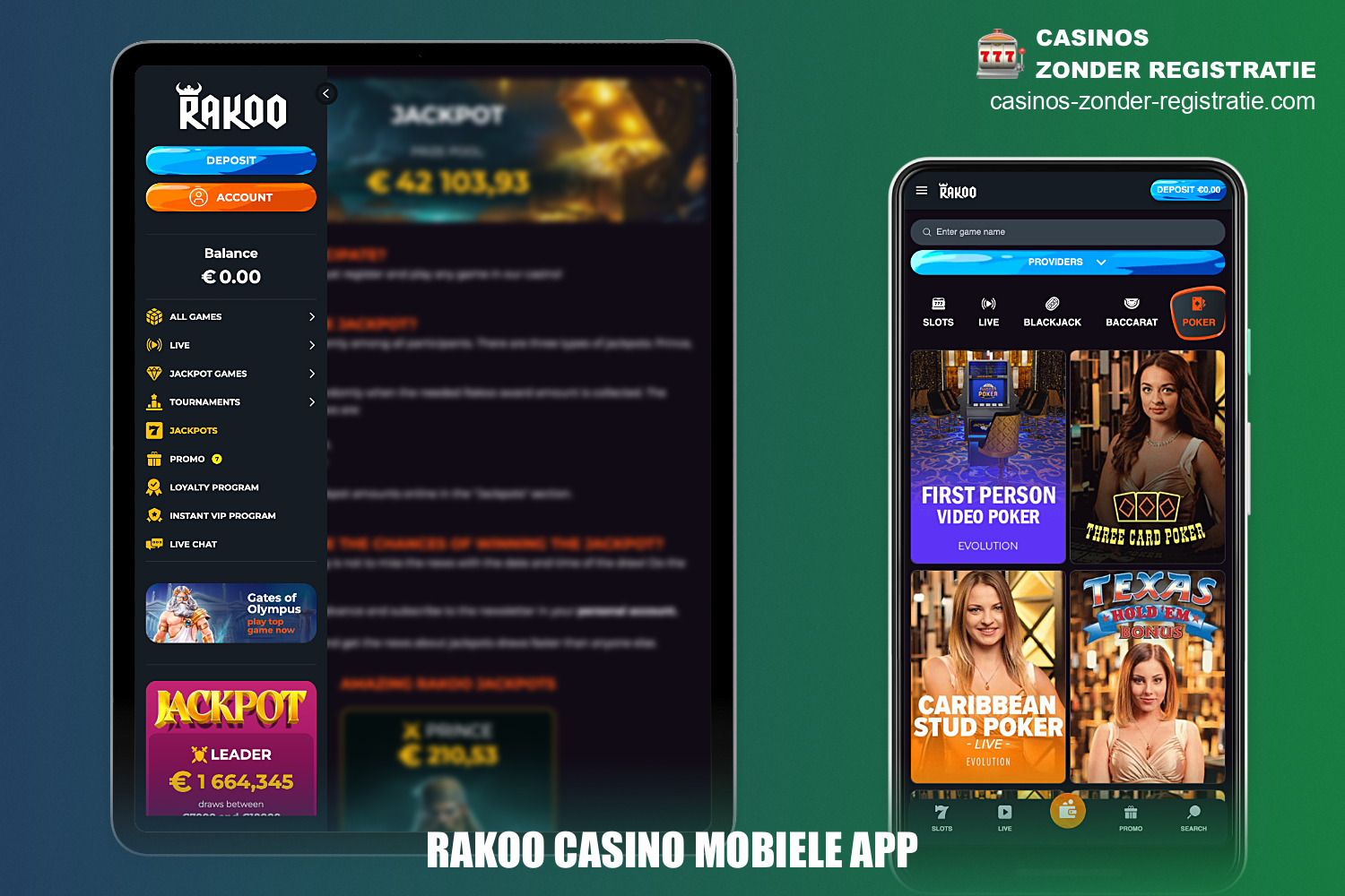 Ondanks het ontbreken van een speciale Rakoo app, kunnen mobiele gebruikers comfortabel op de site spelen vanaf hun smartphone