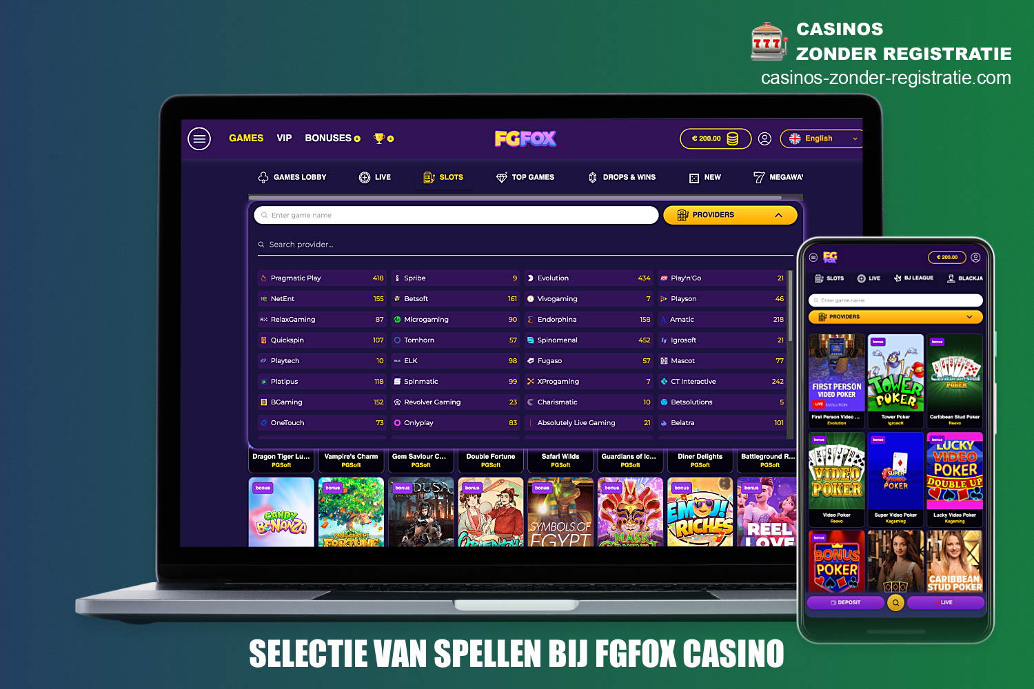 FGFox casino online spelbibliotheek heeft enkele duizenden spellen, die voor het gemak zijn onderverdeeld in categorieën