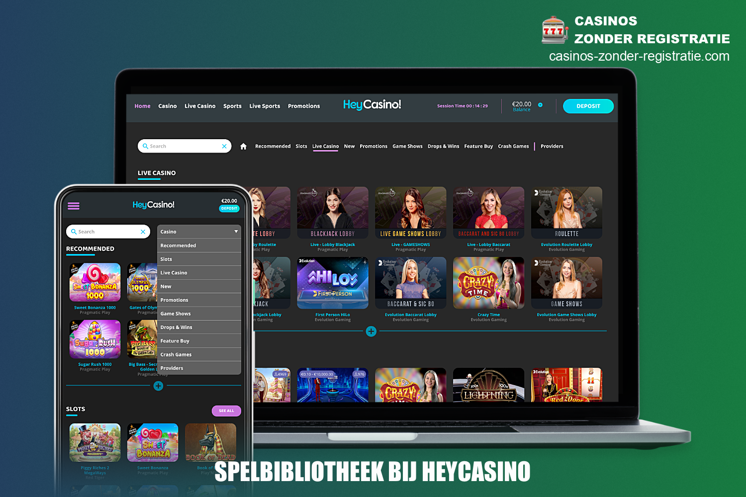 HeyCasino biedt een rijke bibliotheek aan gelicentieerde spellen voor geregistreerde gebruikers