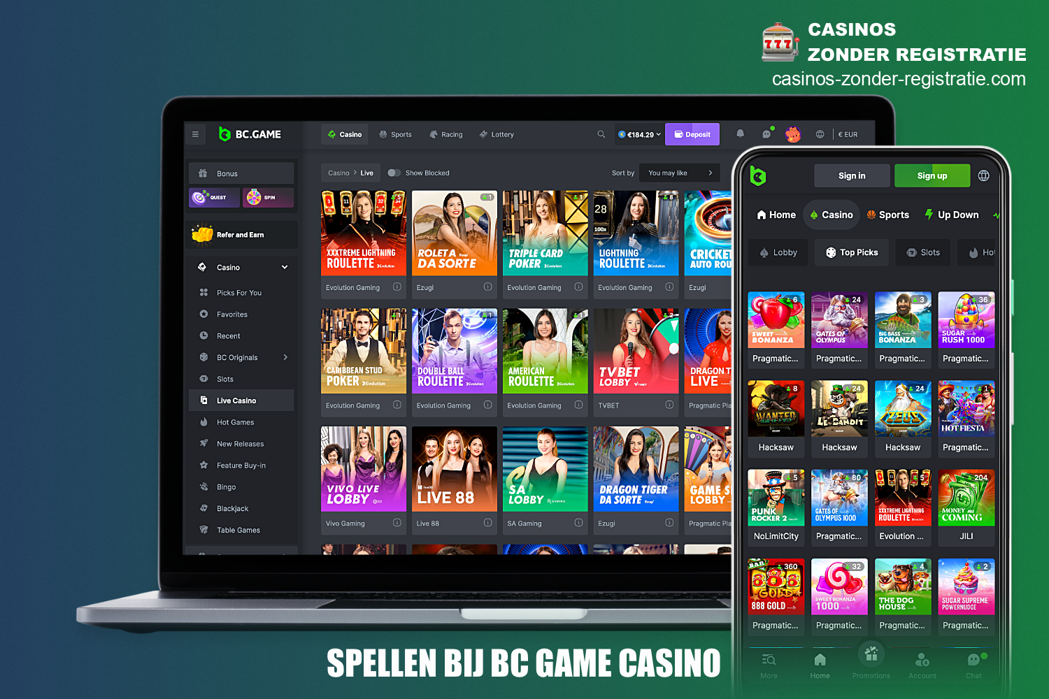 BC Game Casino bevat een van de grootste spelcollecties, van slotmachines tot live dealer games, loterijen en meer