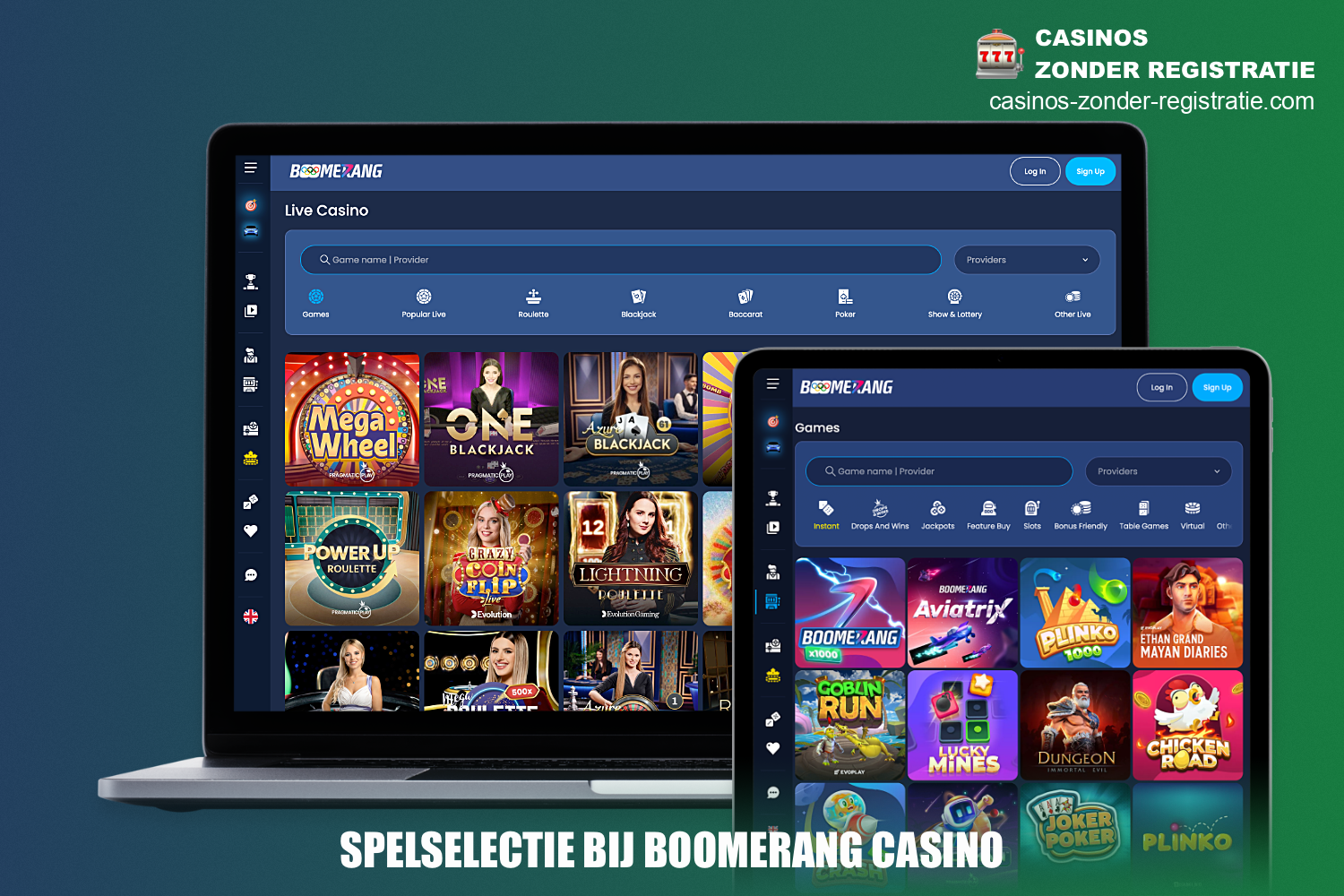 Boomerang Casino heeft een enorme collectie van een grote verscheidenheid aan online spellen, variërend van slots tot live dealer spellen