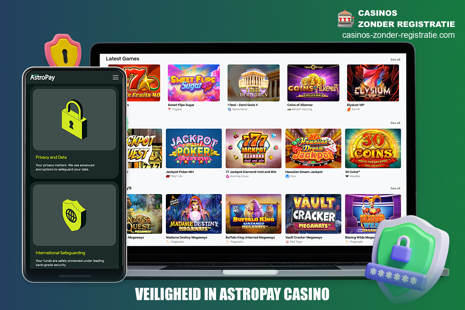 Het AstroPay betalingssysteem heeft een moderne en betrouwbare encryptie, zodat online casino gebruikers er zeker van kunnen zijn dat hun persoonlijke gegevens veilig zijn