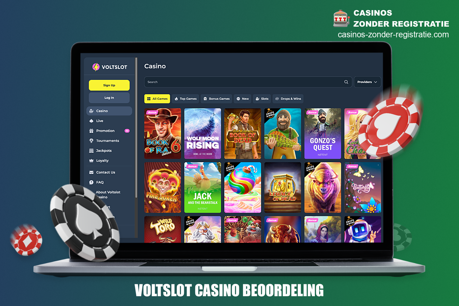 VoltSlot is een modern casino met een groot aanbod aan online spellen en royale bonussen, dat geschikt is voor gebruikers die zich willen onderdompelen in de wereld van het gokken