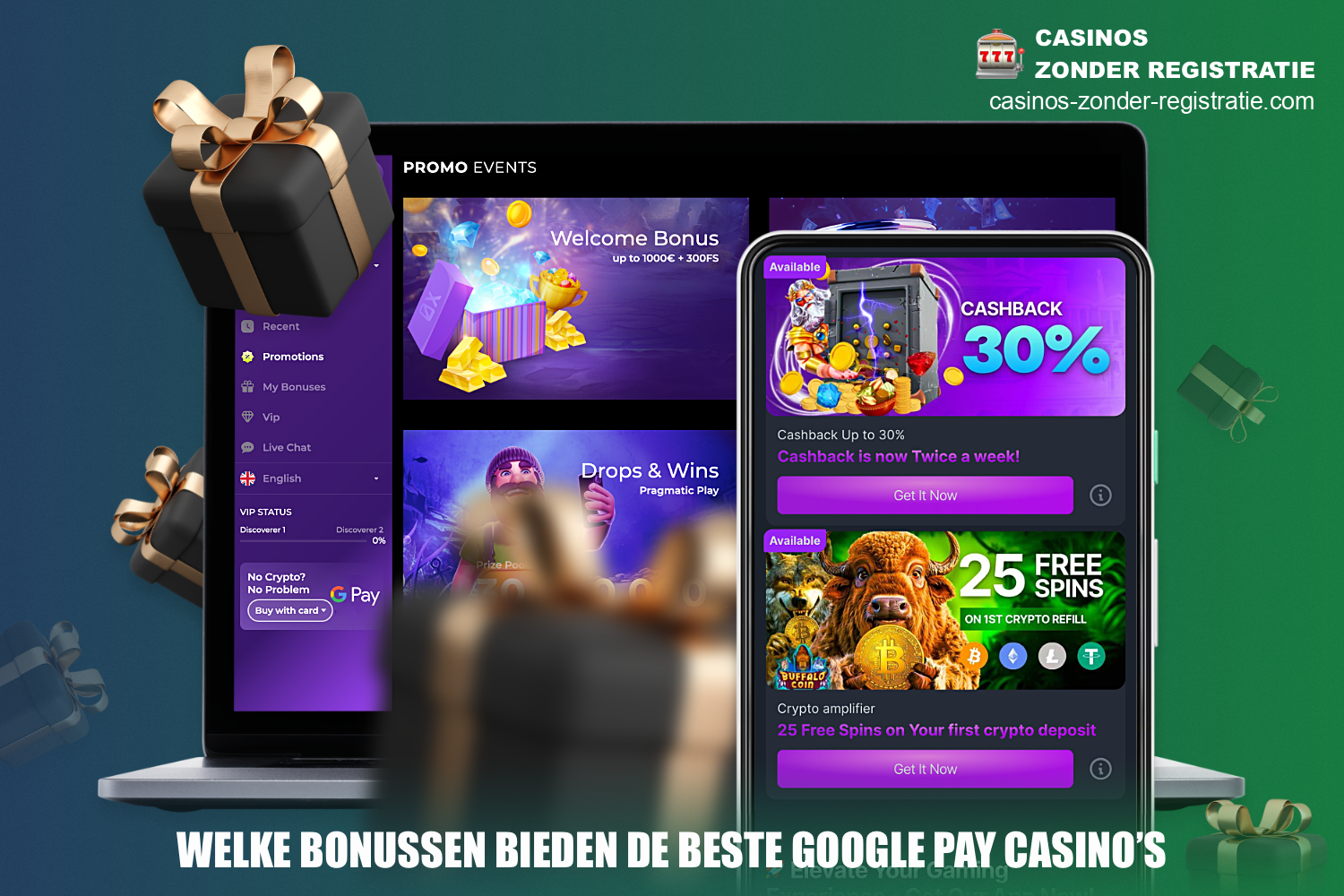 De beste Google Pay-casino's bieden hun gebruikers niet alleen unieke promoties, maar ook royale bonussen