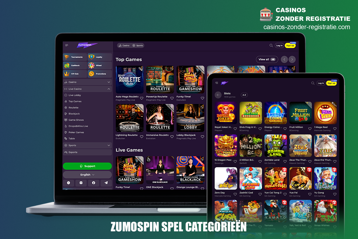 Voor het gemak van de gebruikers is de hele spelbibliotheek van ZumoSpin online casino onderverdeeld in categorieën