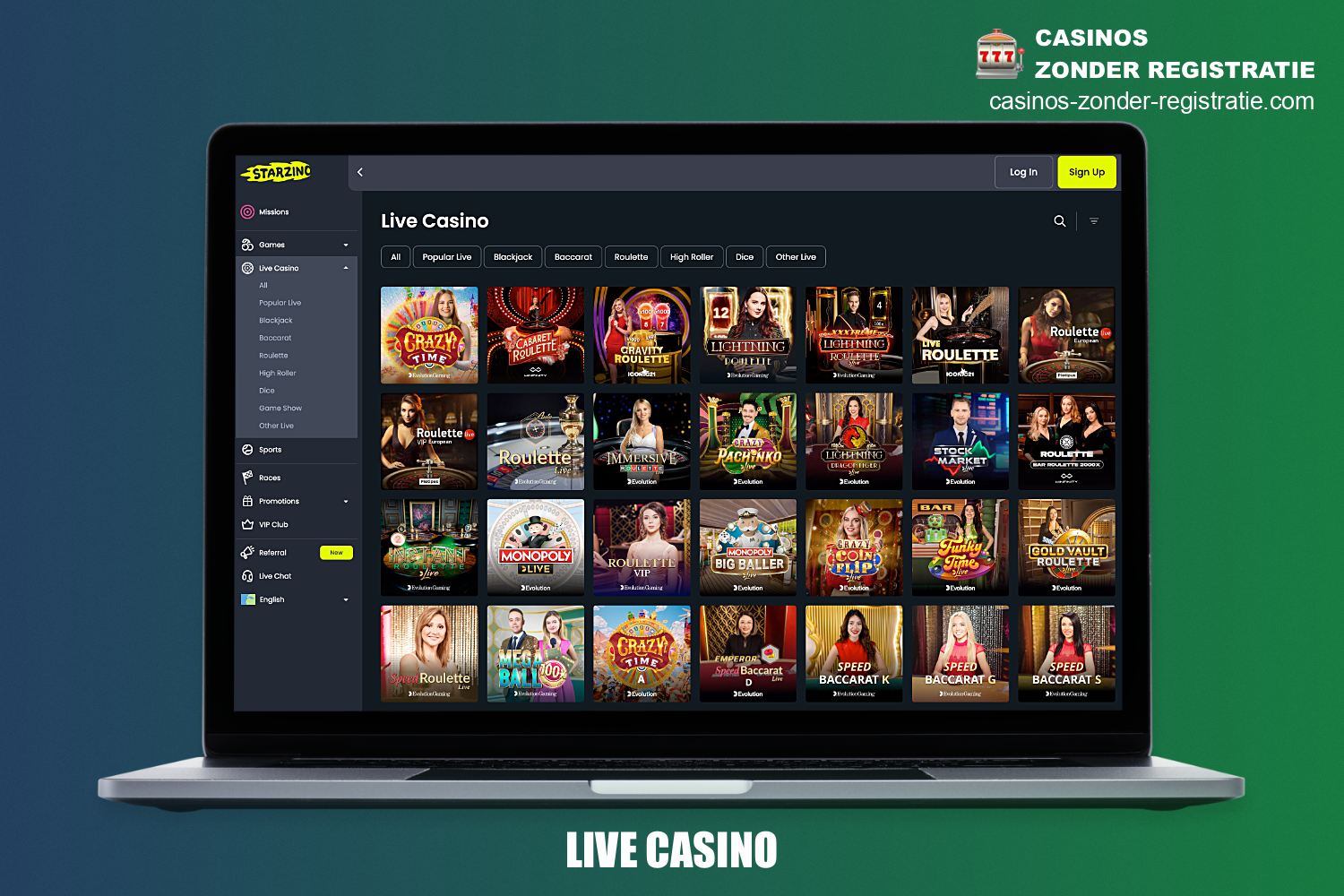 Voor een volledige onderdompeling in de wereld van het gokken heeft Starzino casino een sectie met live dealer spellen